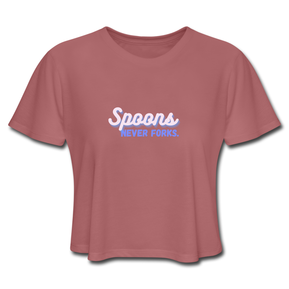 Spoons Never Forks Tee - mauve