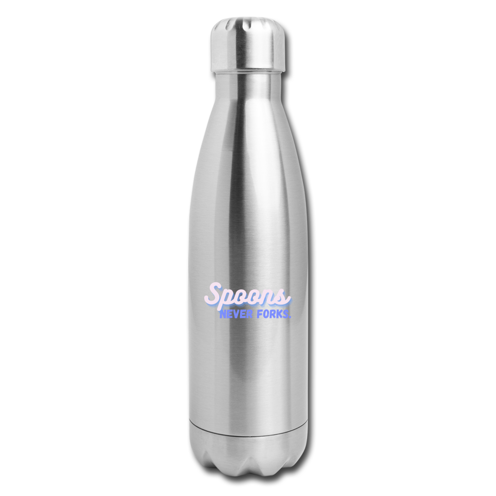 Spoons Never Forks Water Bottle - silver