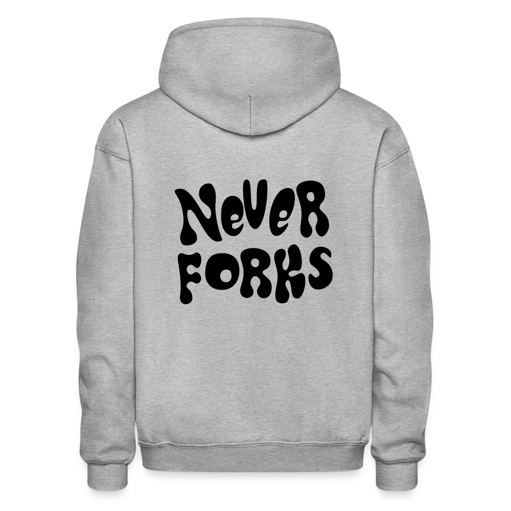 Spoon Never Forks Hoodie Grey (Blue Design) - heather gray