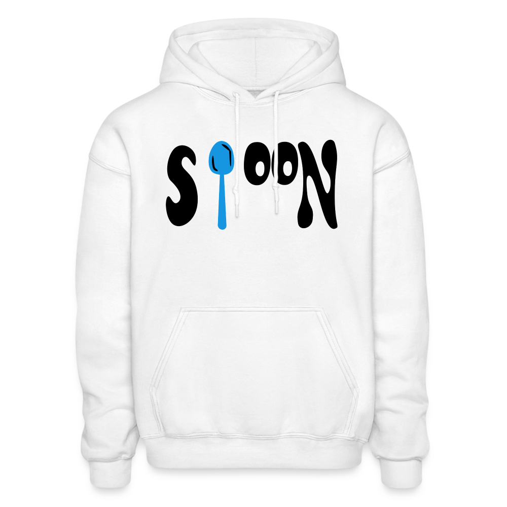 Spoon Never Forks Size L White Hoodie Blue Design - white